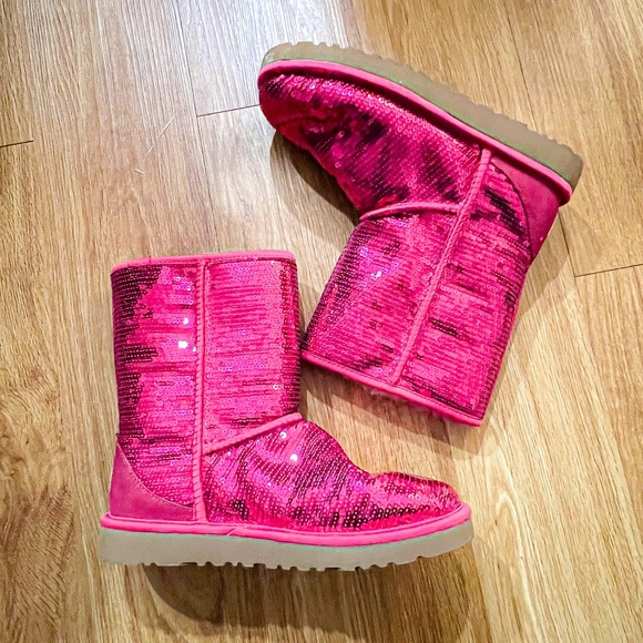 Ugg Short Glitter Sequin Boots Size 7 - Picture 2 of 7